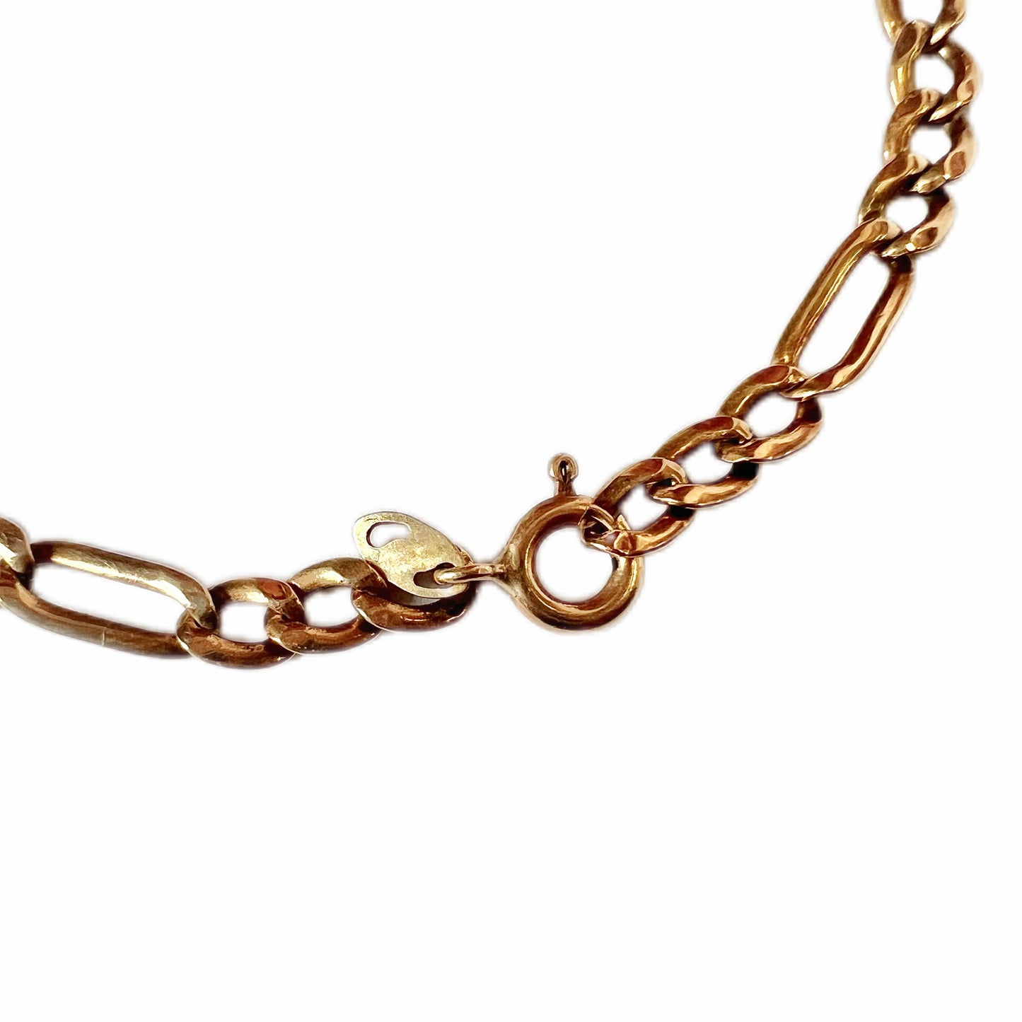 Vintage Italian 9ct yellow gold Figaro flatlink bracelet