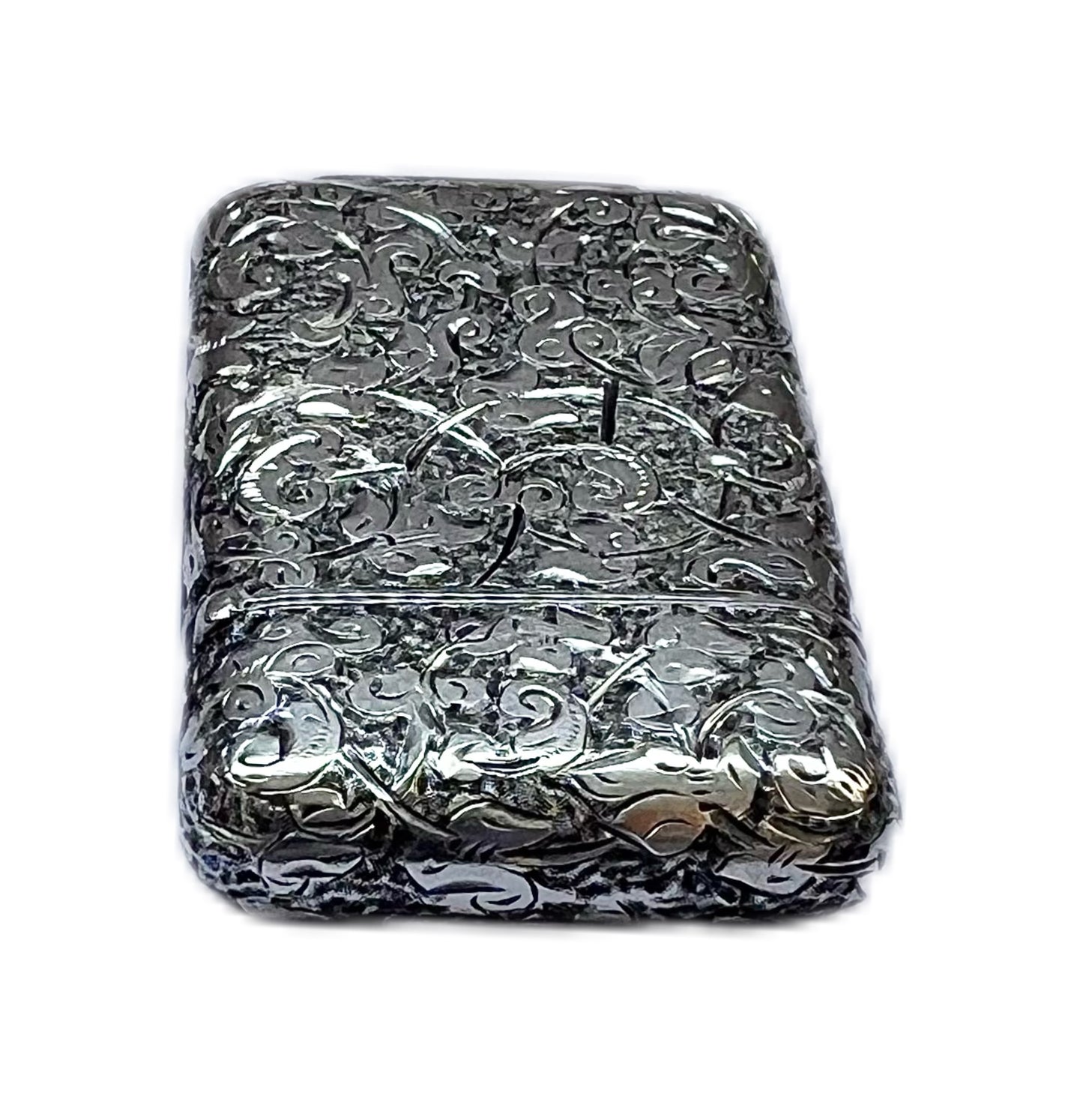 High Victorian Sampson Mordan & Co sterling silver vesta case, London, 1883