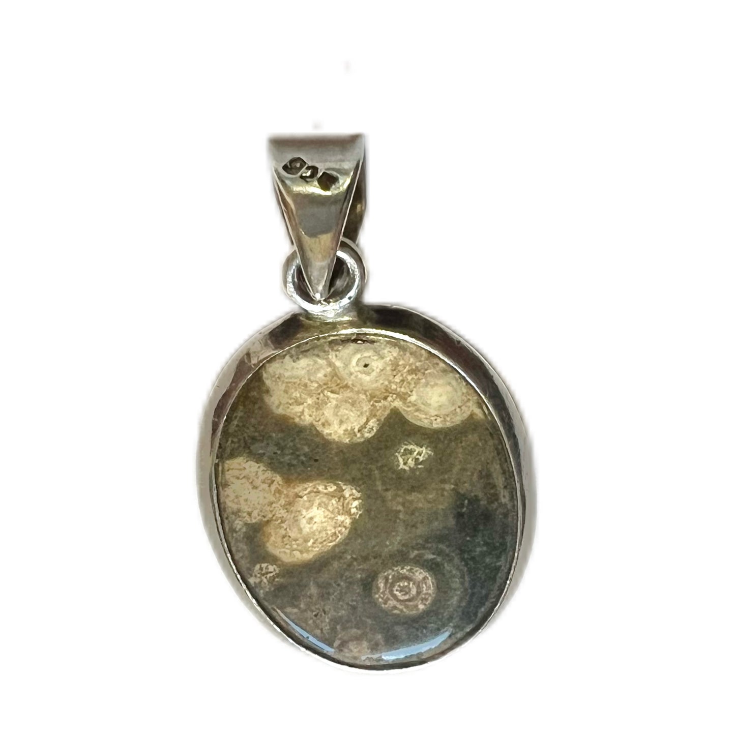 Vintage ocean jasper and sterling silver pendant