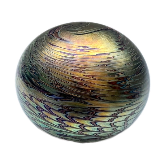 Handblown Australian art glass iridescent paperweight by Robert Wynne of Denizen Glass