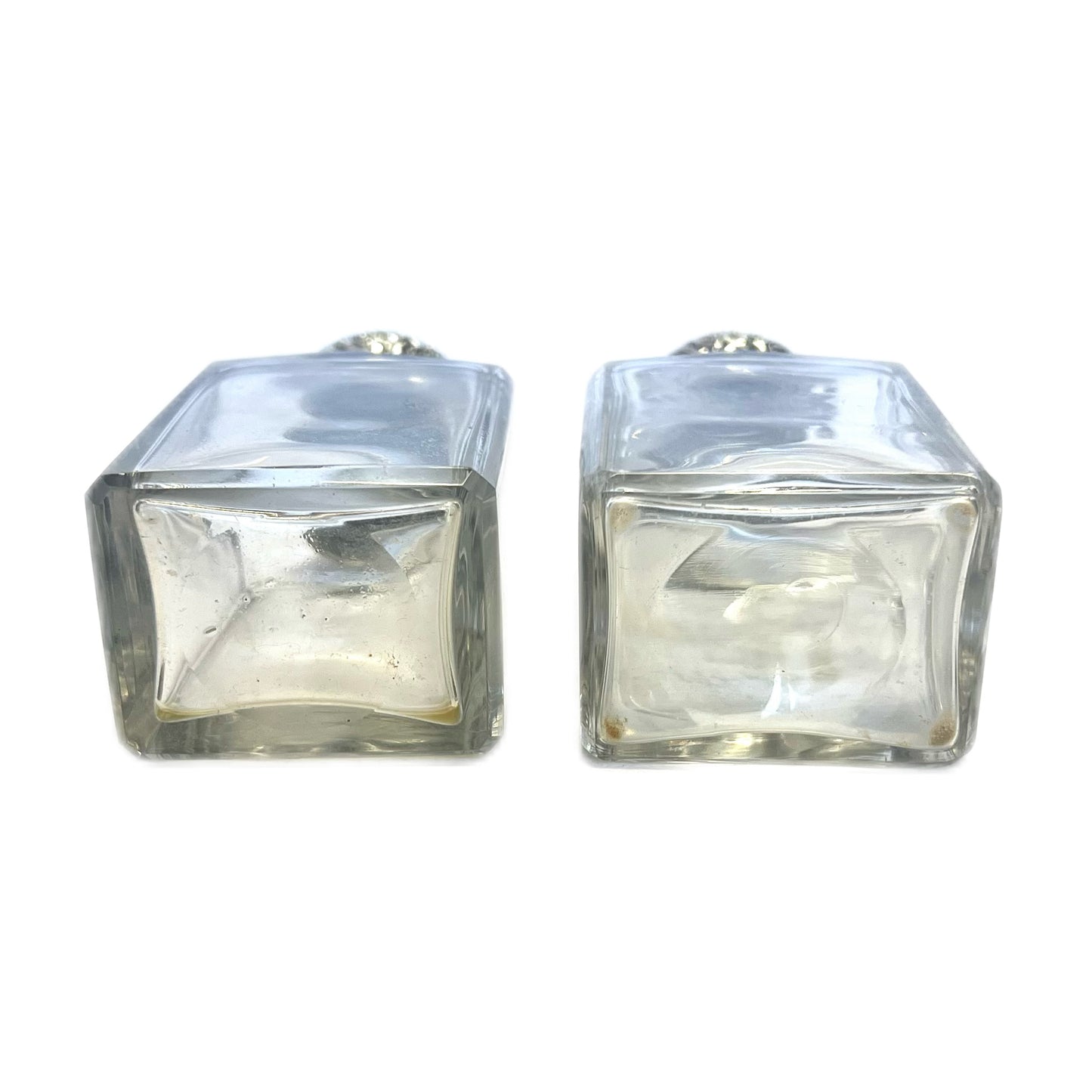 Pair of antique Victorian sterling silver and cut glass scent/toiletry bottles