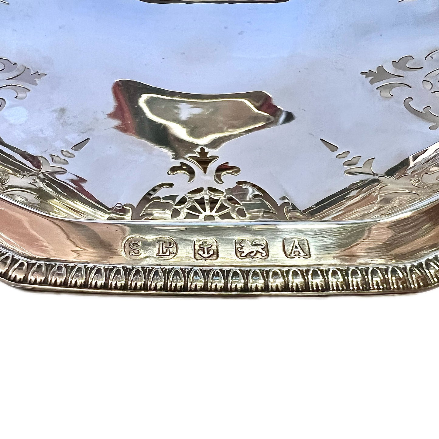 Antique George V sterling silver swing-handled basket by William Suckling