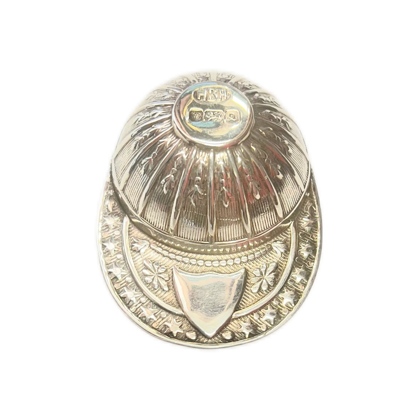 Antique QEII sterling silver novelty jockey cap tea caddy spoon