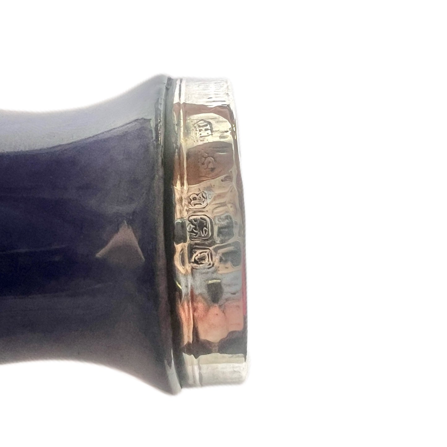Antique George V Compton ware vase with sterling silver rim
