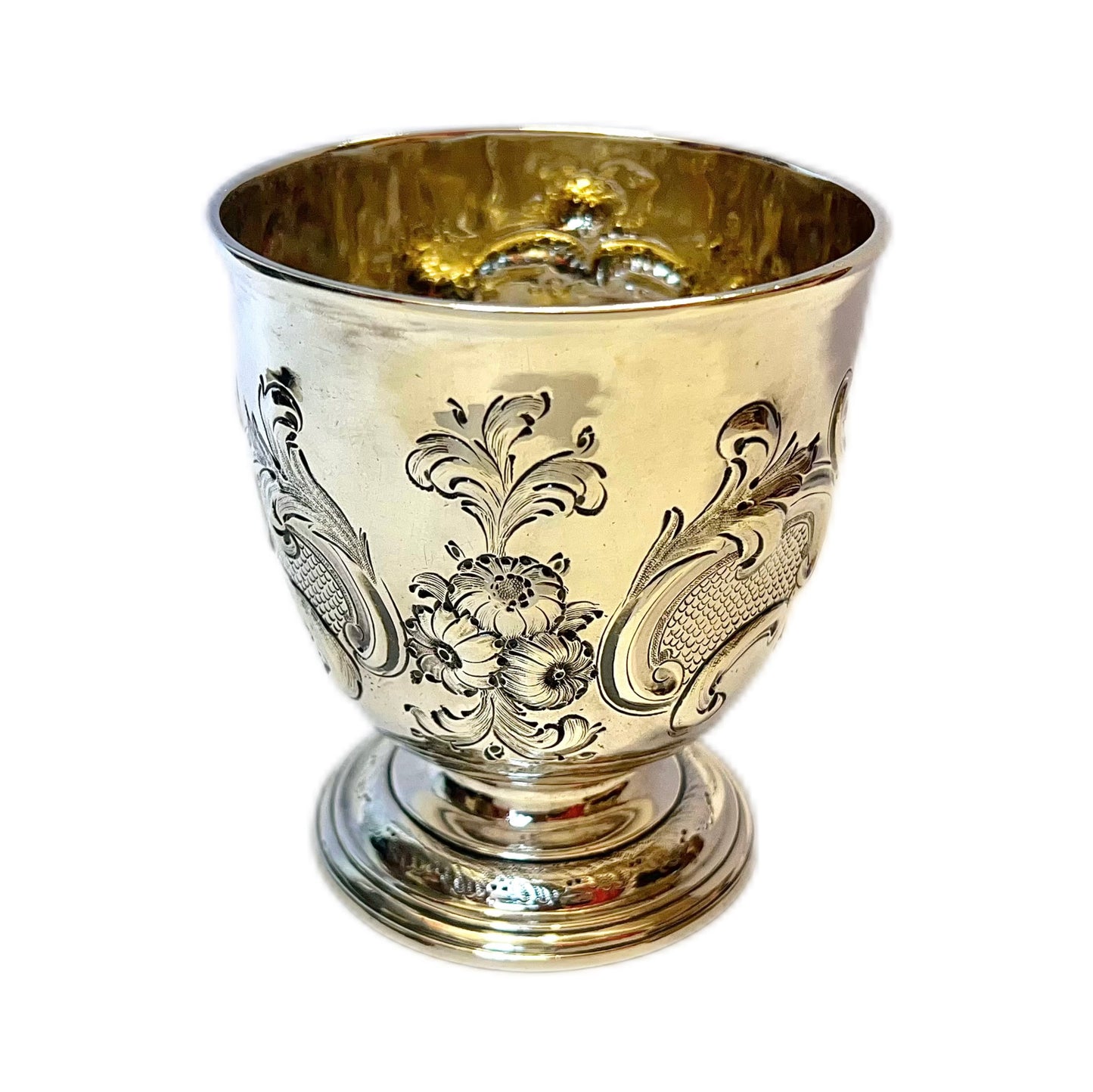 Magnificent George I Britannia silver goblet by Isaac Liger, London, 1719, Delamain family crest