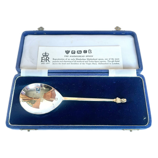 Vintage Elizabeth II Silver Jubilee Maidenhead sterling silver spoon, J.B. Chatterley & Sons