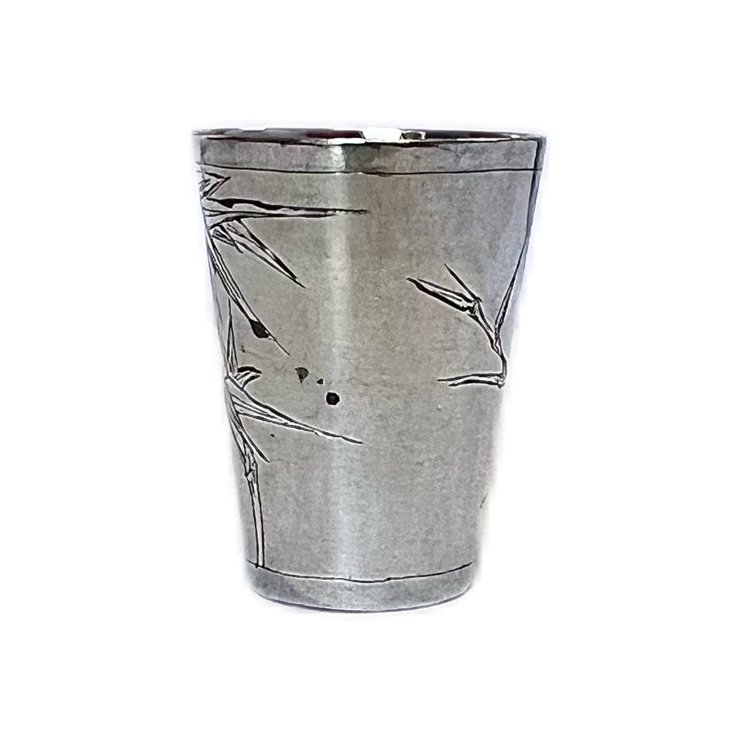 Antique Chinese export silver bamboo shot glass by Zee Sung