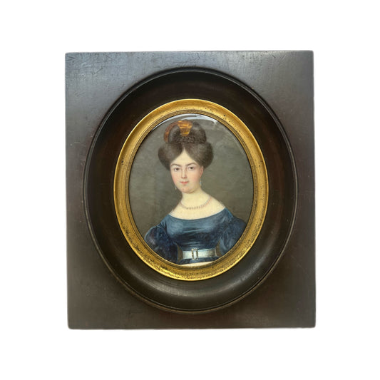 Rare and Important antique 19th century Miniature of Lise Joubert, wife of Didier Numa Joubert