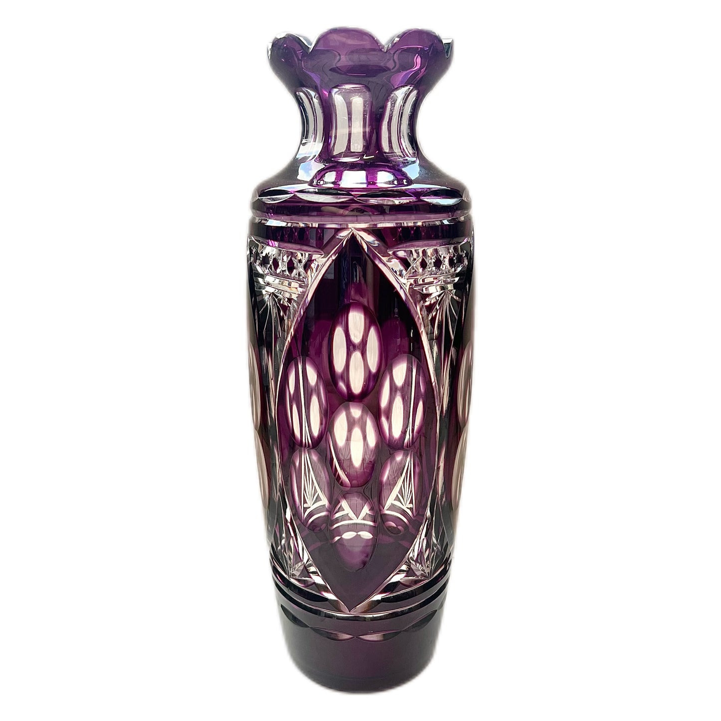 Statement antique late 19th century purple bohemian glass vase