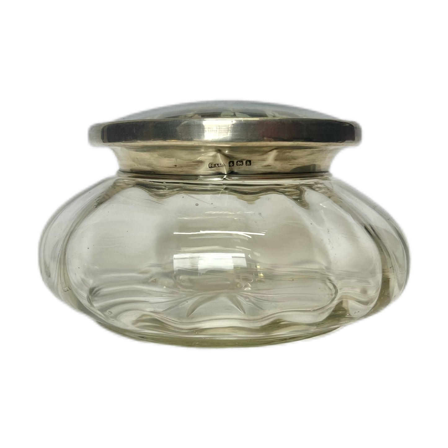 George V sterling silver lidded powder bowl, Fred H Adams & Co