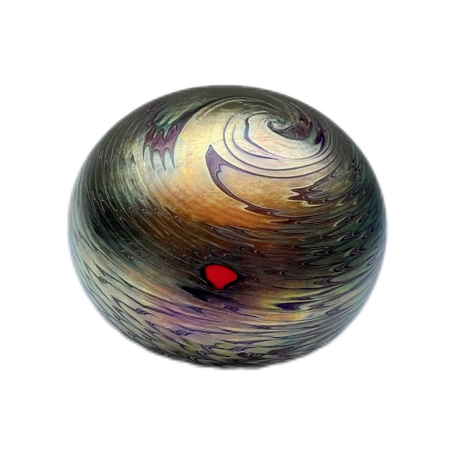 Handblown Australian art glass iridescent paperweight by Robert Wynne of Denizen Glass