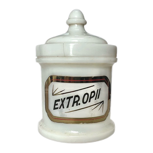 Rare antique Whitall Tatum Milk Glass Opium Apothecary Jar