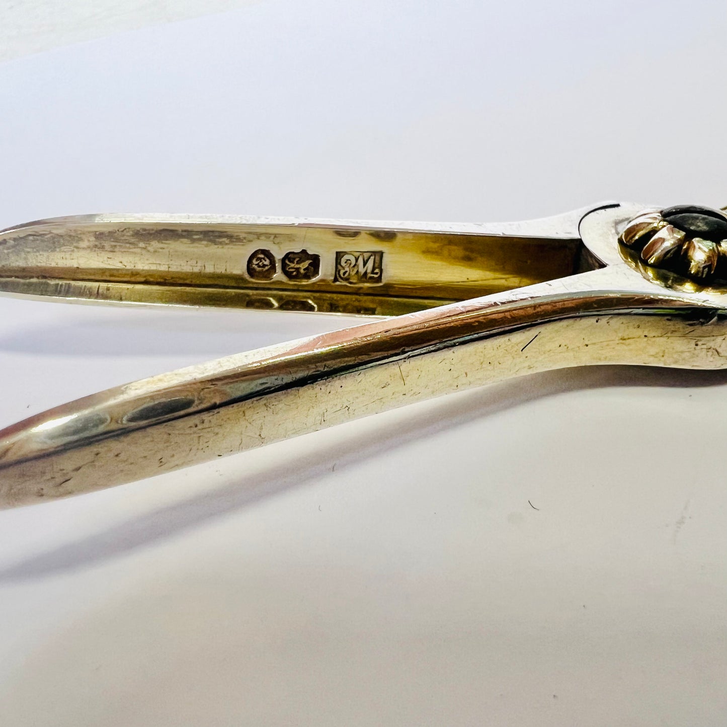 Pair of William IV sterling silver grape scissors with marks for London, 1824, William Eley II