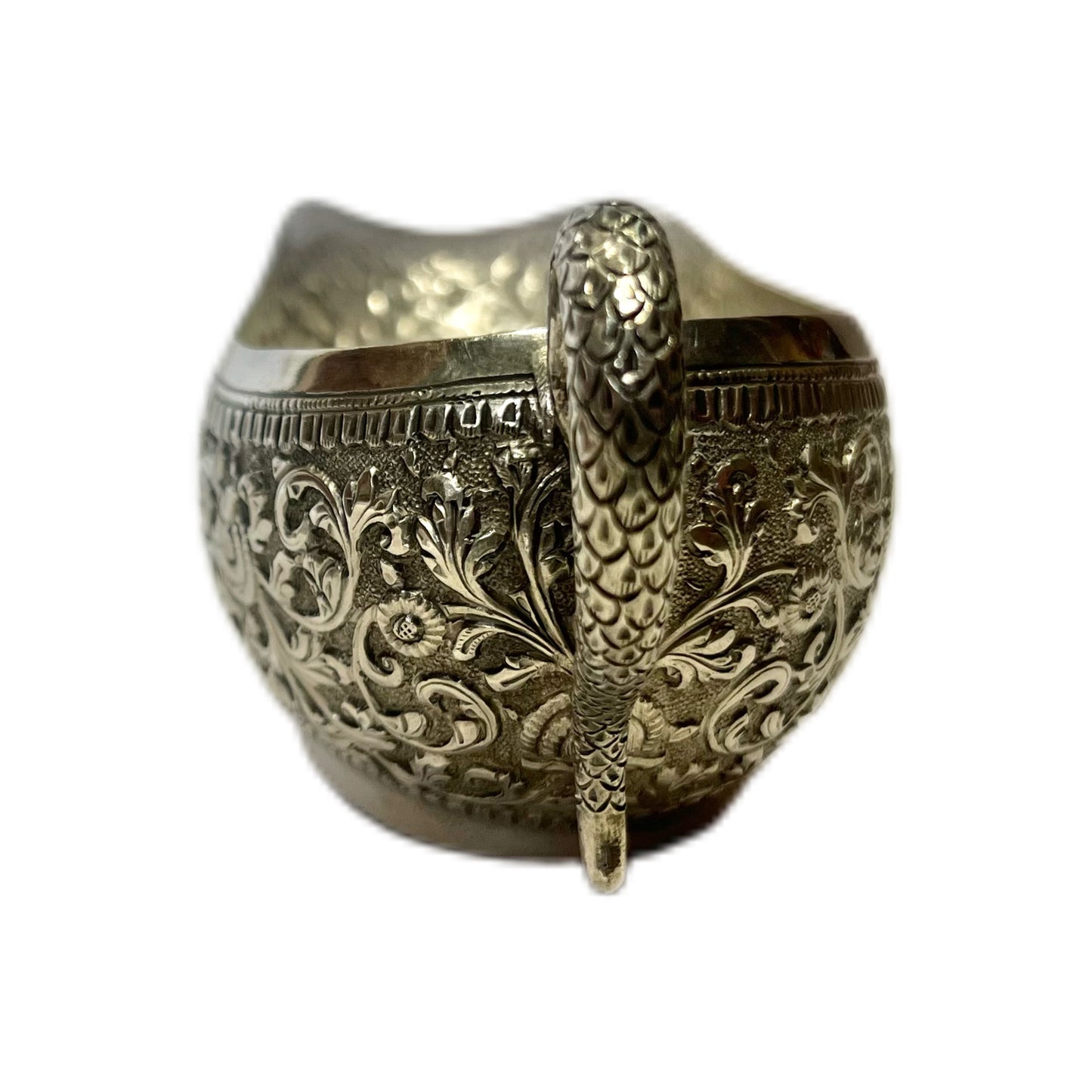 Antique Anglo Indian Raj period Kutch silver jug and bowl