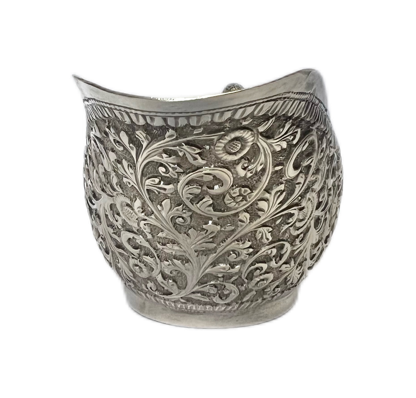 Antique Anglo Indian Raj period Kutch silver jug and bowl