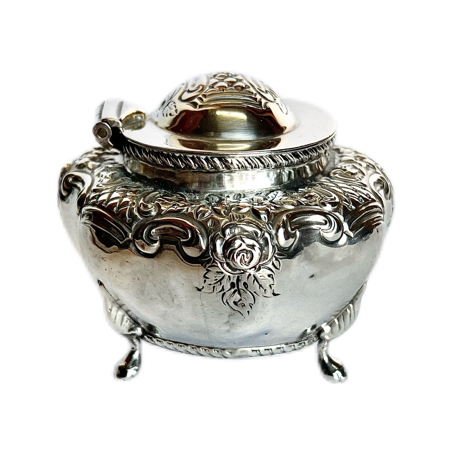 Late Victorian sterling silver jewellery casket
