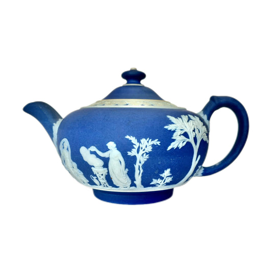 Antique late 19th century Wedgwood cobalt jasperware teapot