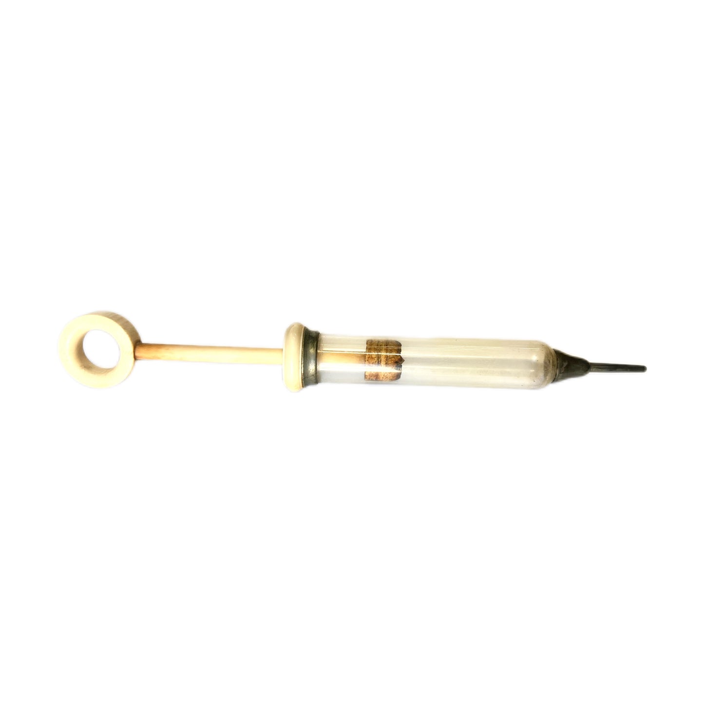 Rare antique19th century ivory and glass hydrocele syringe with original fittings and case