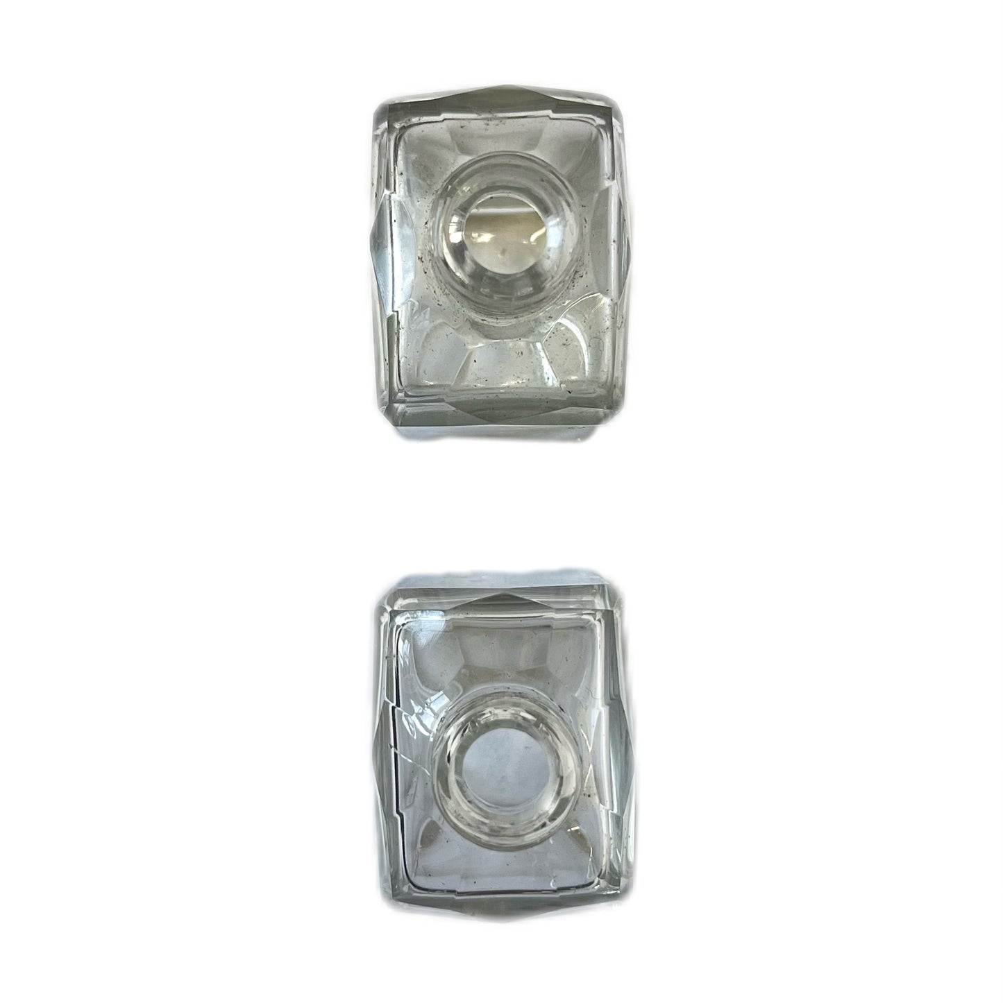 Pair of antique Victorian sterling silver and cut glass scent/toiletry bottles