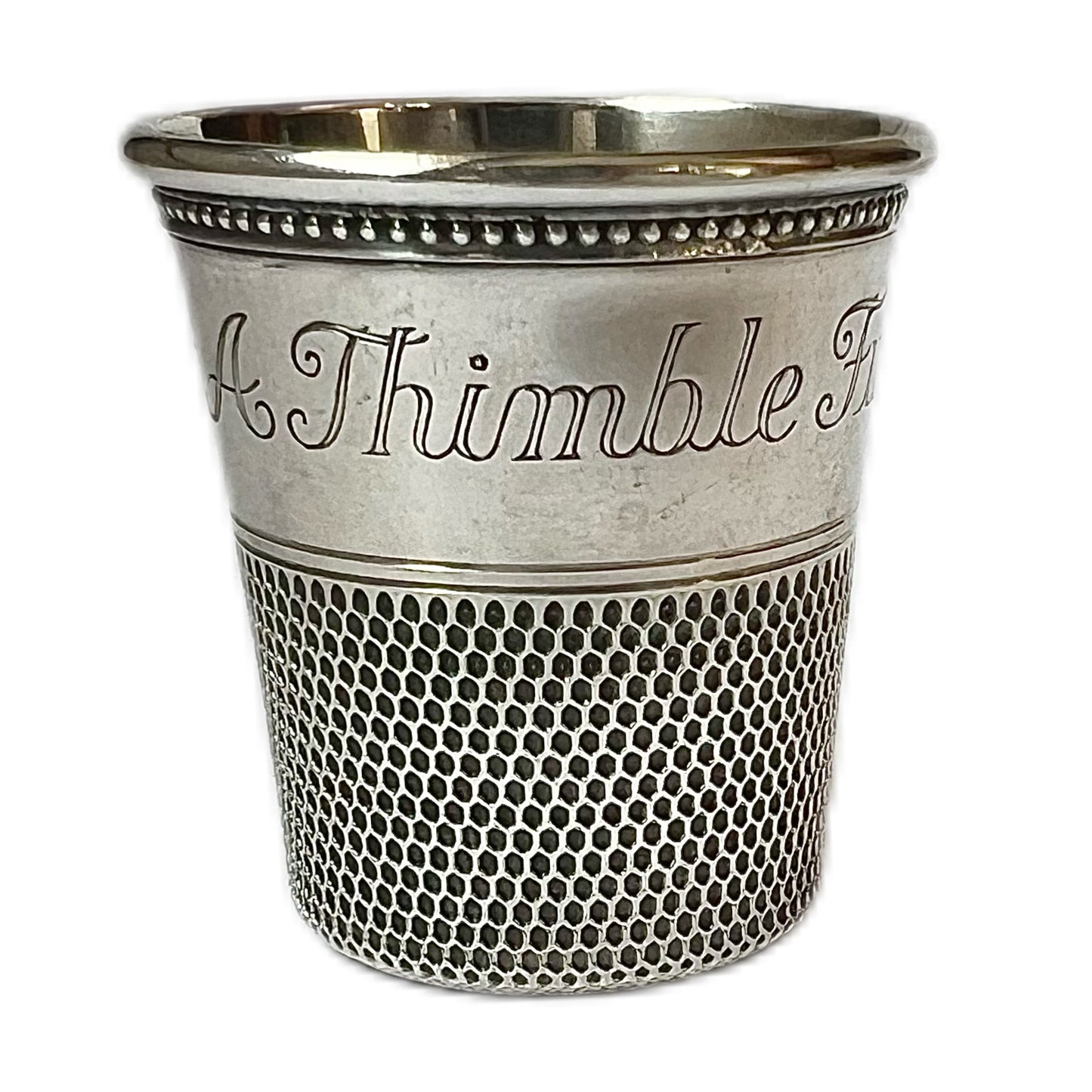 Midcentury sterling silver American Thimble-full novelty liquor jigger