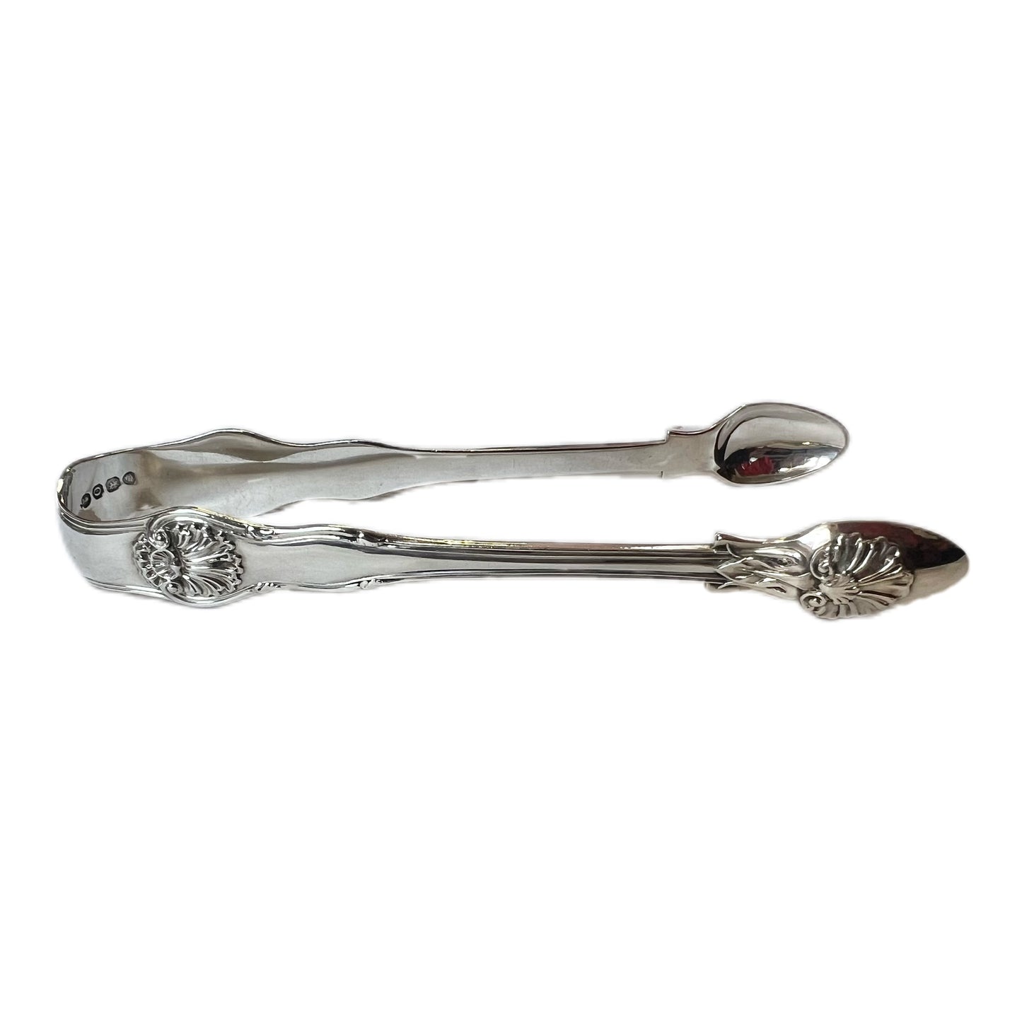 Pair of George IV Kings Pattern sterling silver sugar tongs. London, 1829