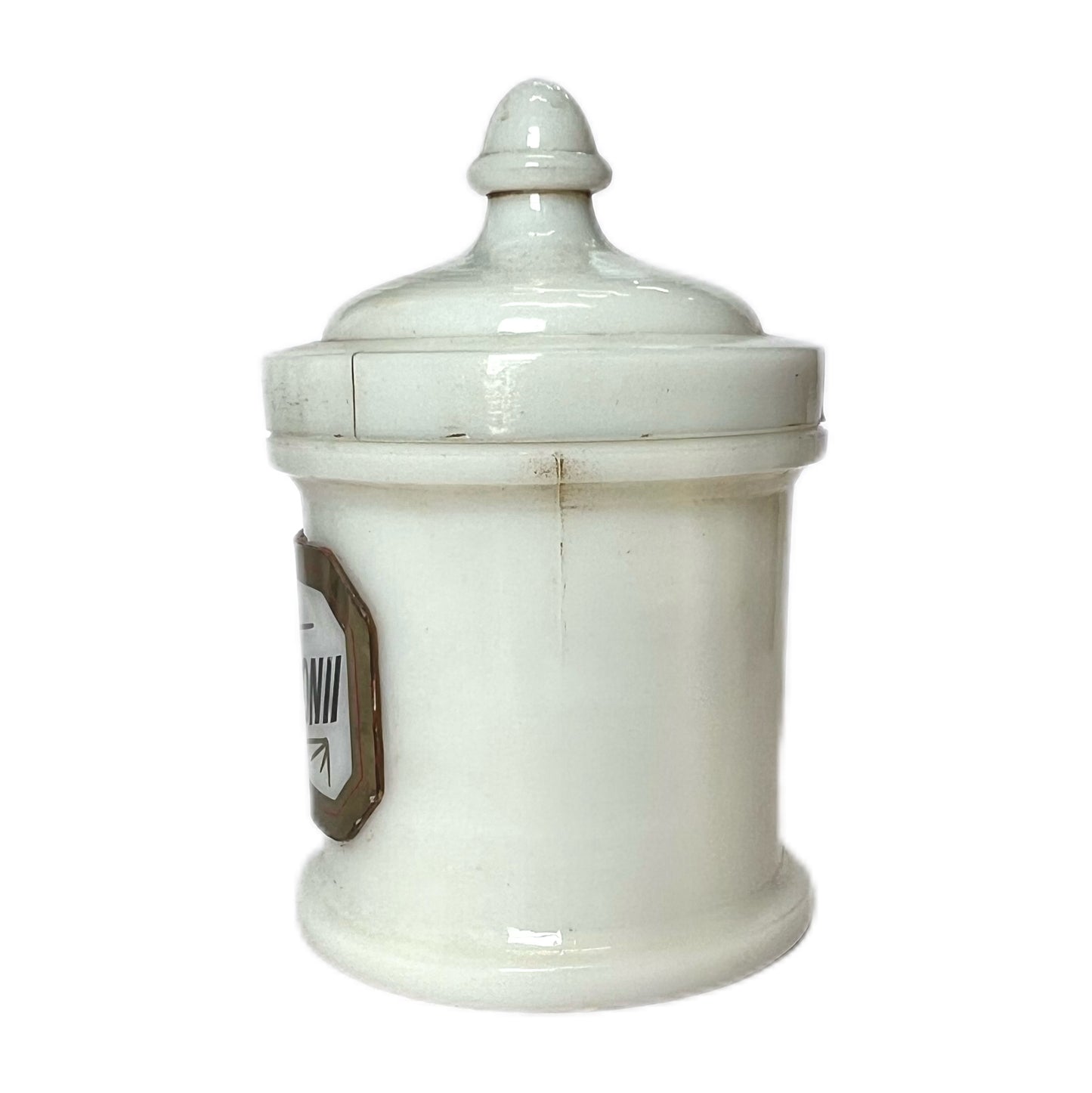 Antique Whitall Tatum Milk Glass Apothecary Jar- Ext. Stramonii