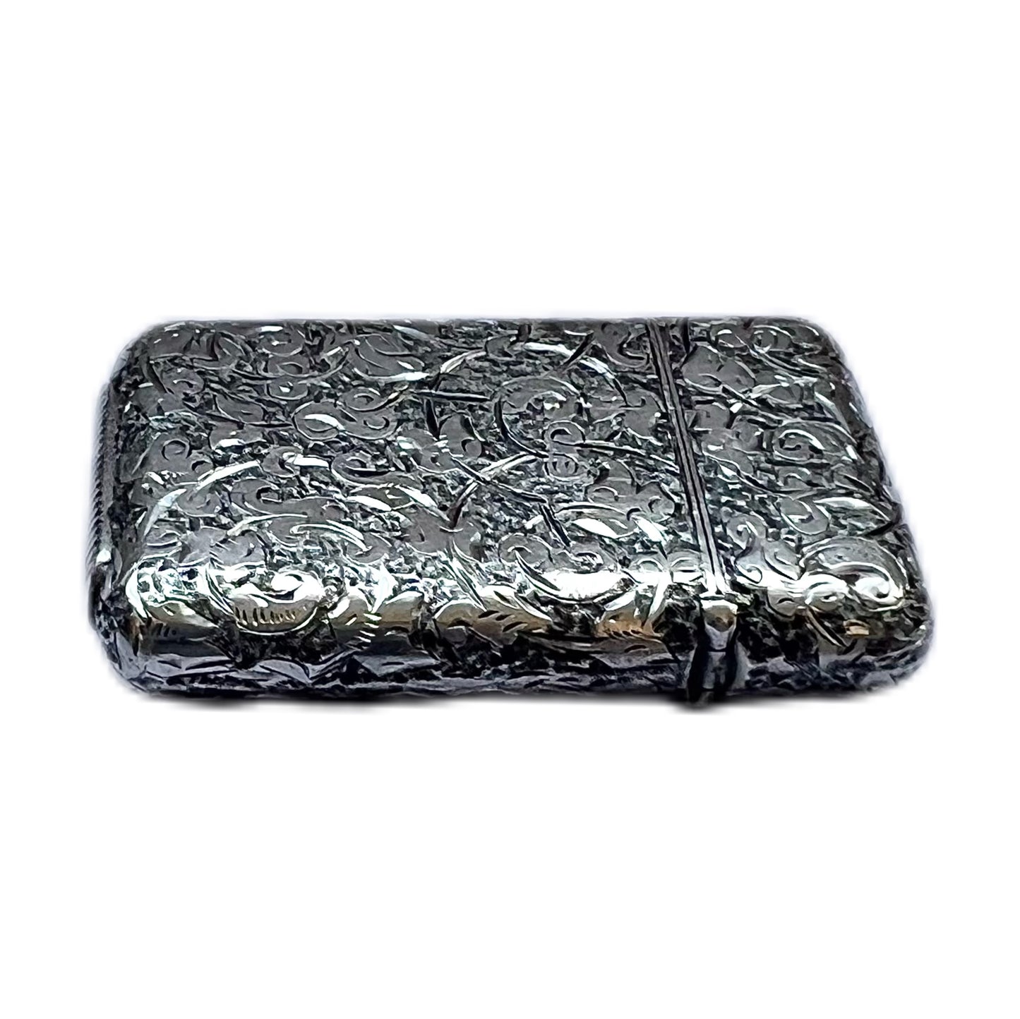 High Victorian Sampson Mordan & Co sterling silver vesta case, London, 1883