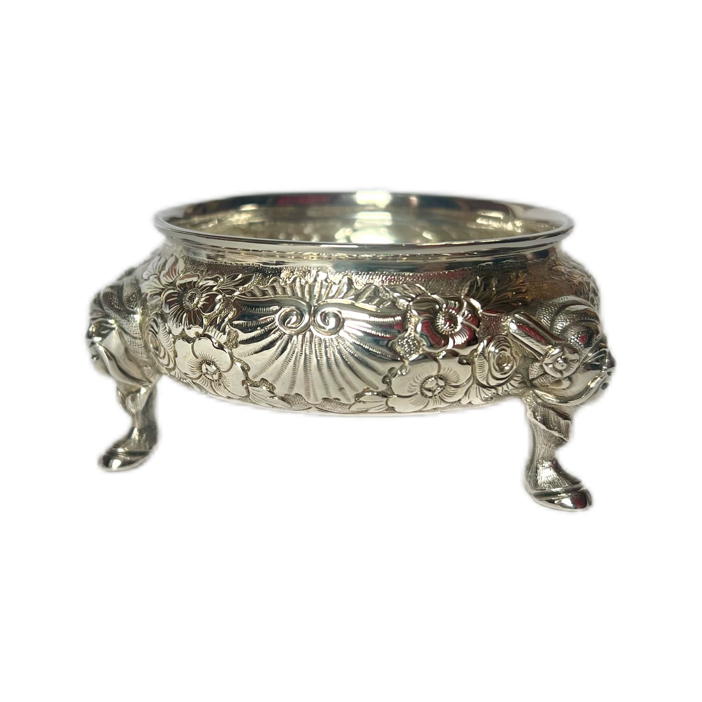 Unusual and rare High Victorian sterling silver master salt, John Evans II