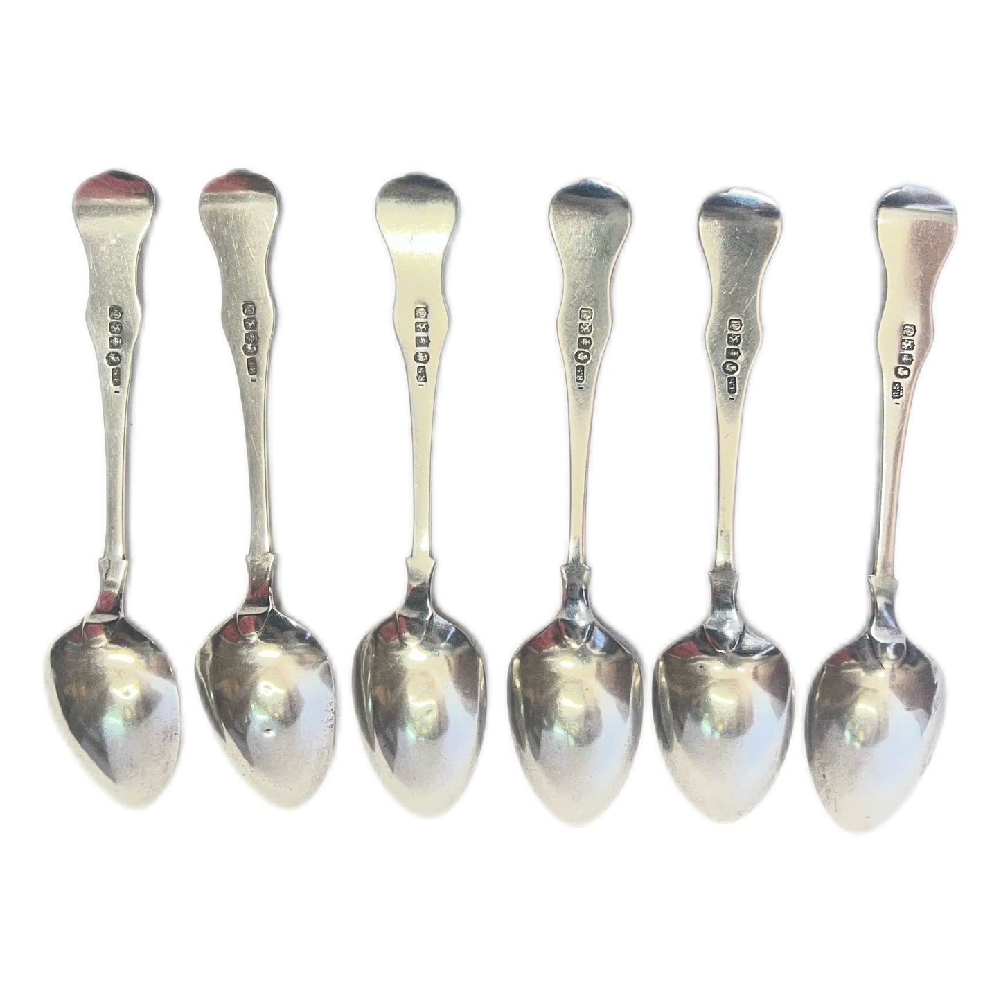 6 sterling Victorian Scottish silver teaspoons in the Rosette front French shoulder pattern