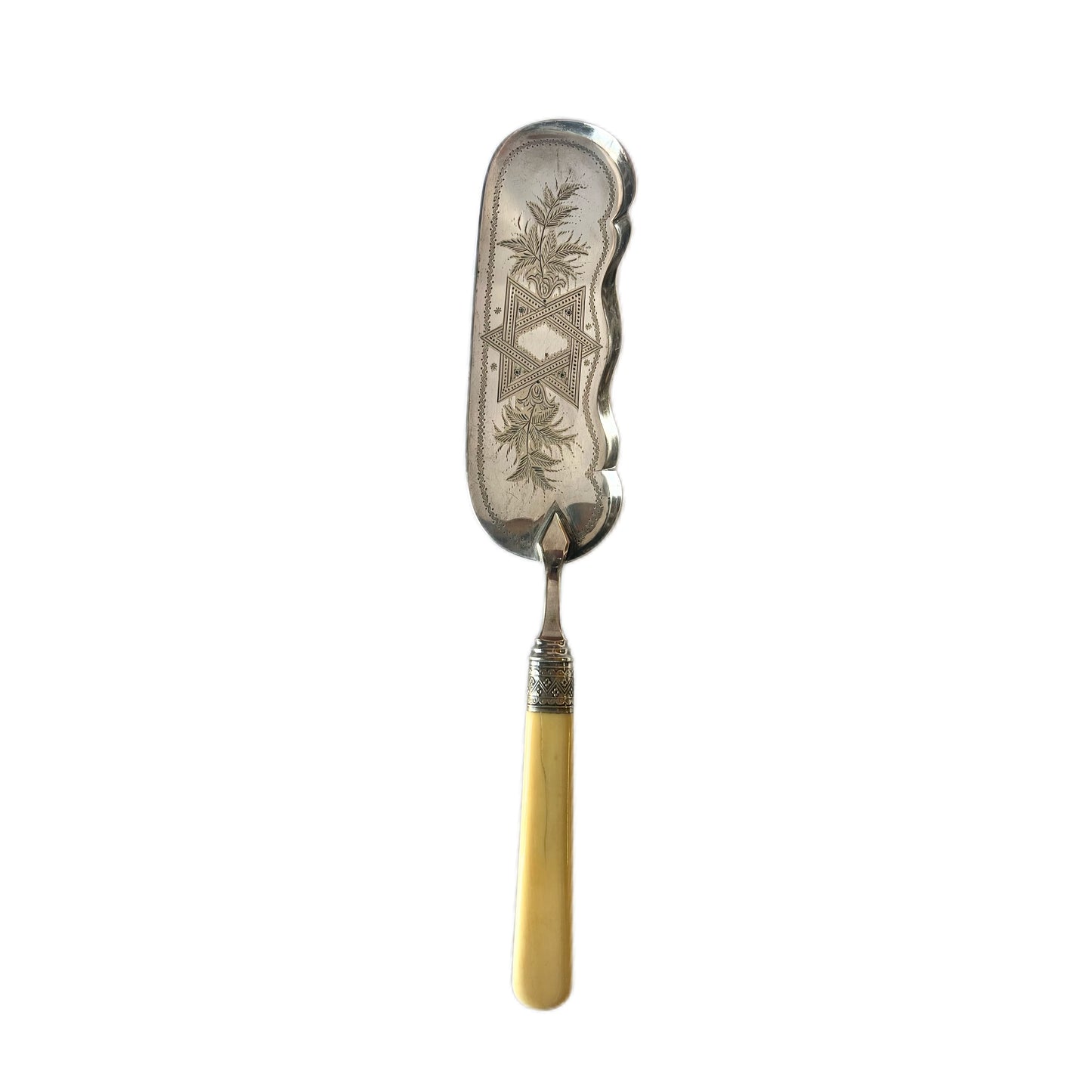 Antique 19th century silver-plated cake server with ivory handle