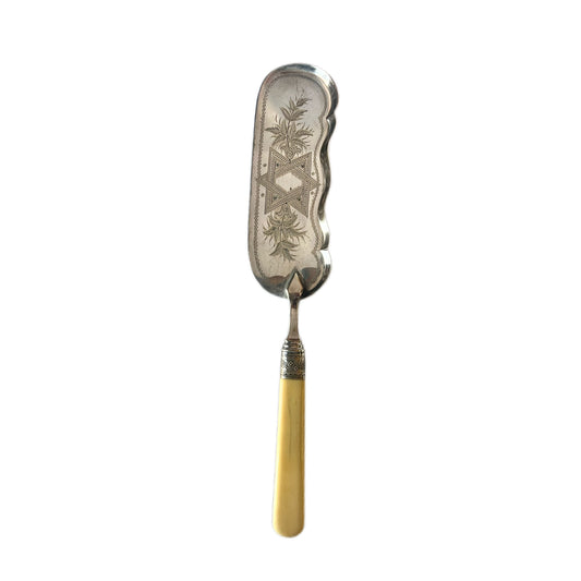 Antique 19th century silver-plated cake server with ivory handle