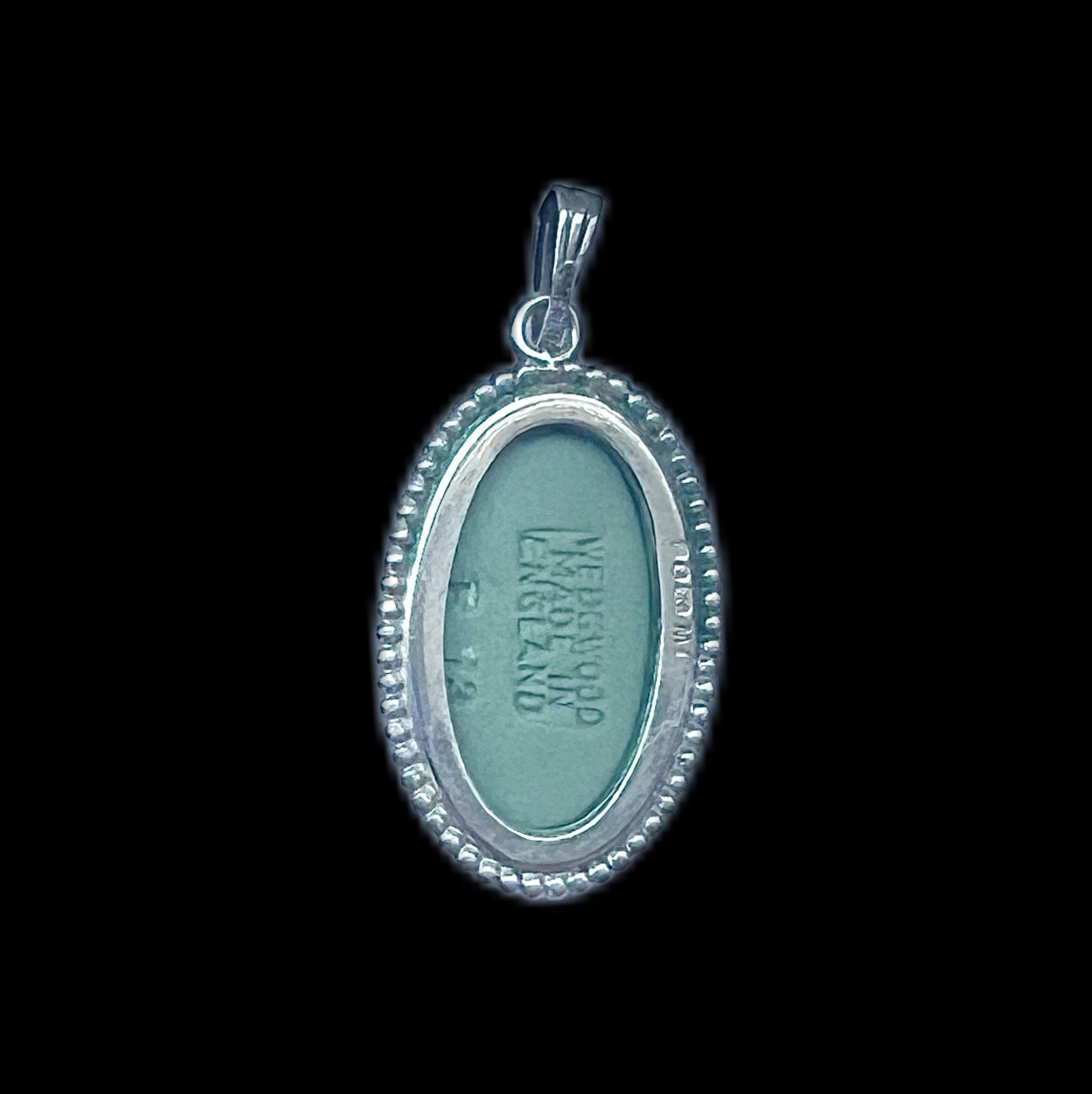 Vintage Wedgwood jasperware and sterling silver pendant- powder green