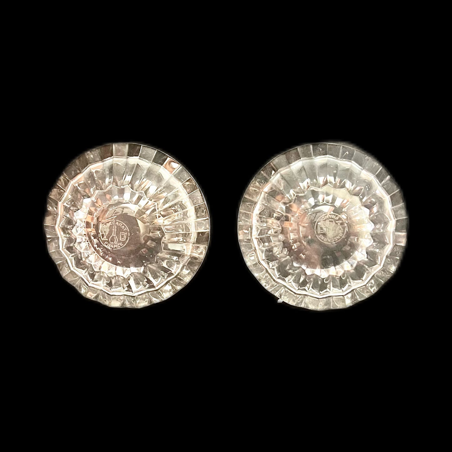 Vintage set of 2 Baccarat crystal caviar bowls in original box