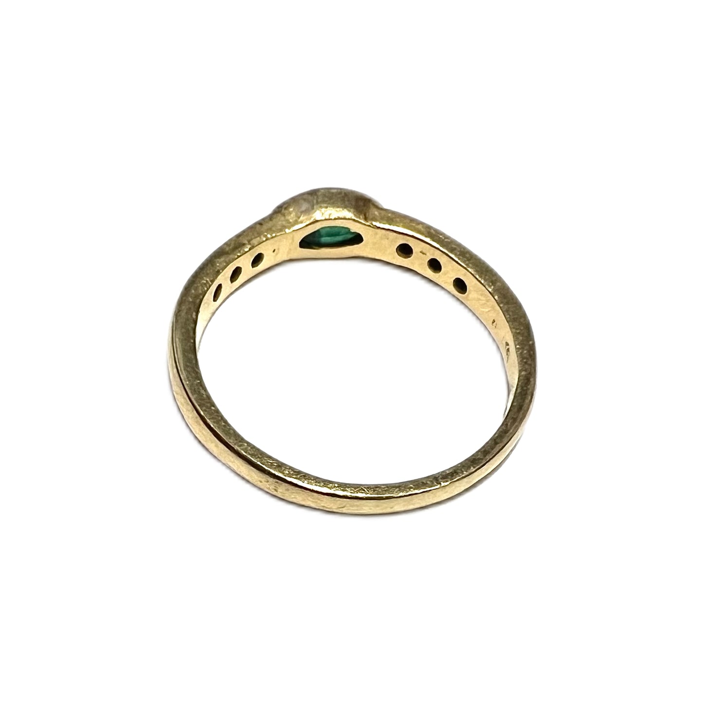 Vintage midcentury 18ct gold marquise bezel set emerald ring
