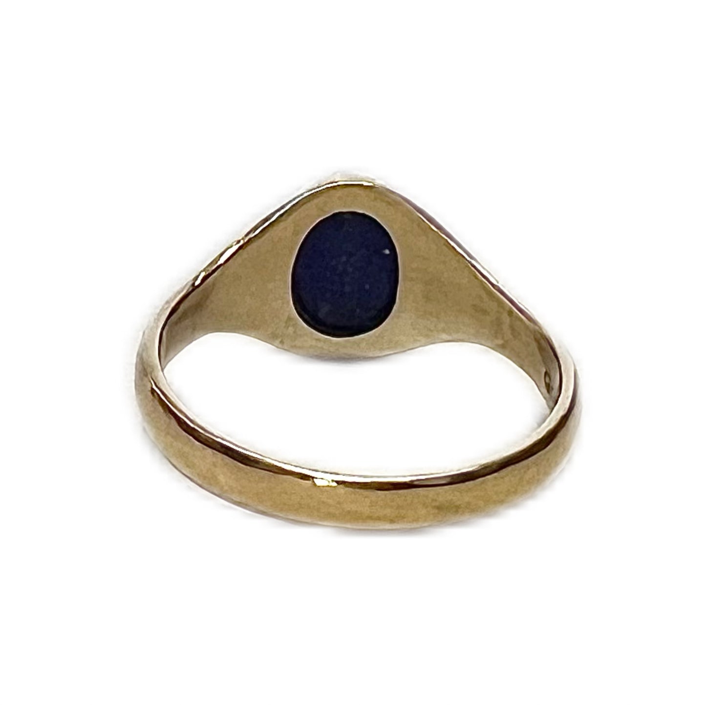 Vintage 9ct gold and lapis signet ring with associated box