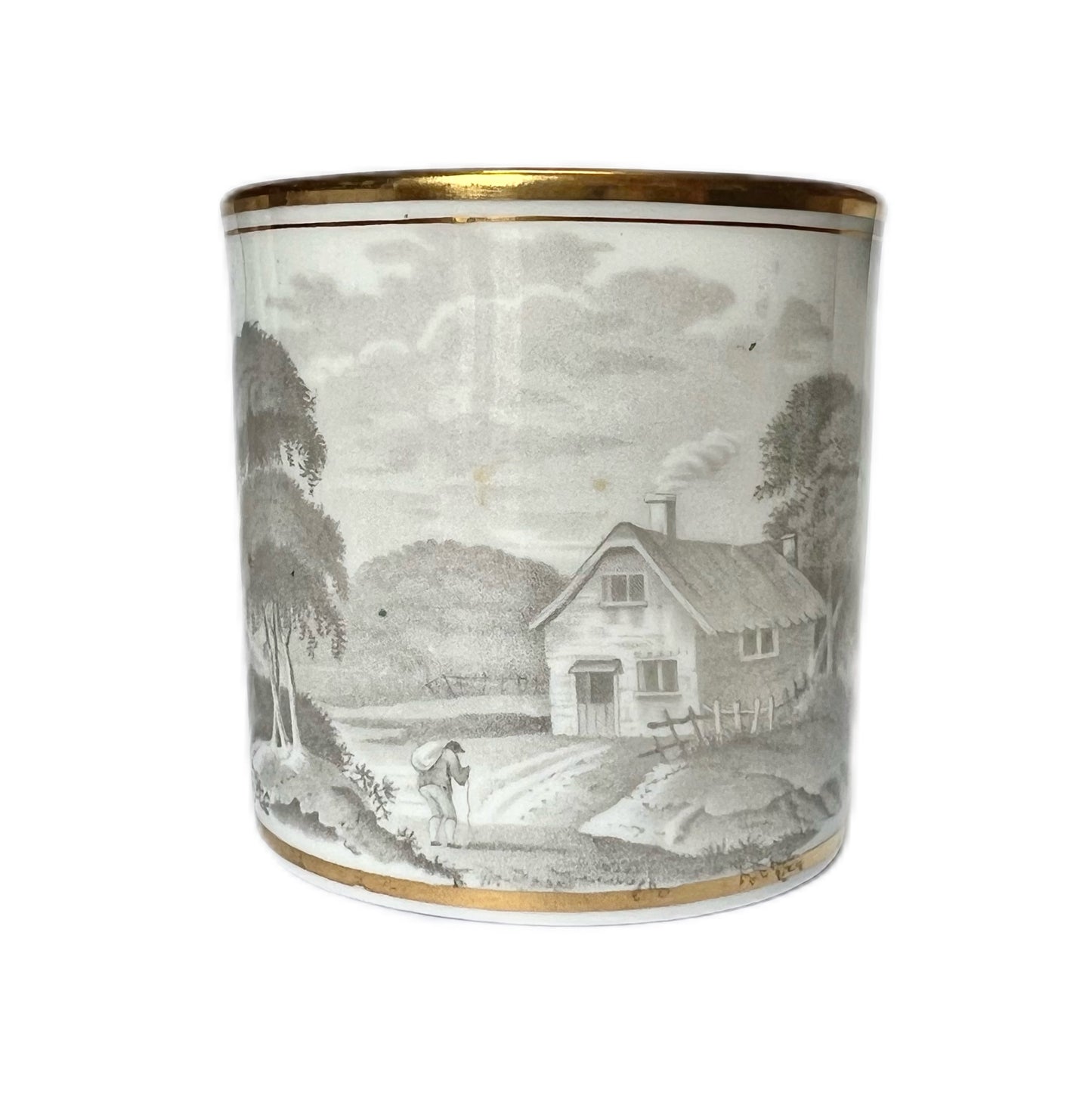 #2 Antique Spode Bat Ware coffee can, pattern 557