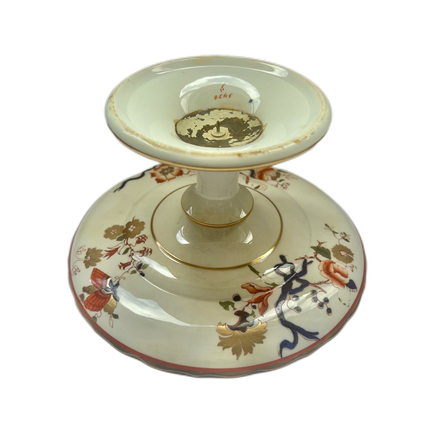 Antique English Imari ceramic cake stand circa early to mid 19th century, Staffordshire