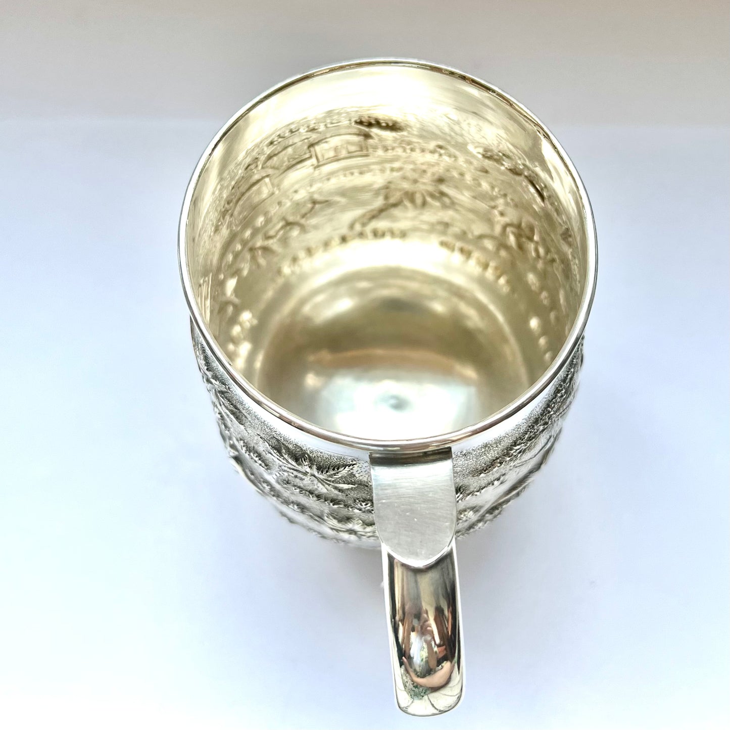 Vintage near Antique 1920s to 1930s British Raj Anglo-Indian sterling silver tankard, Calcutta silver