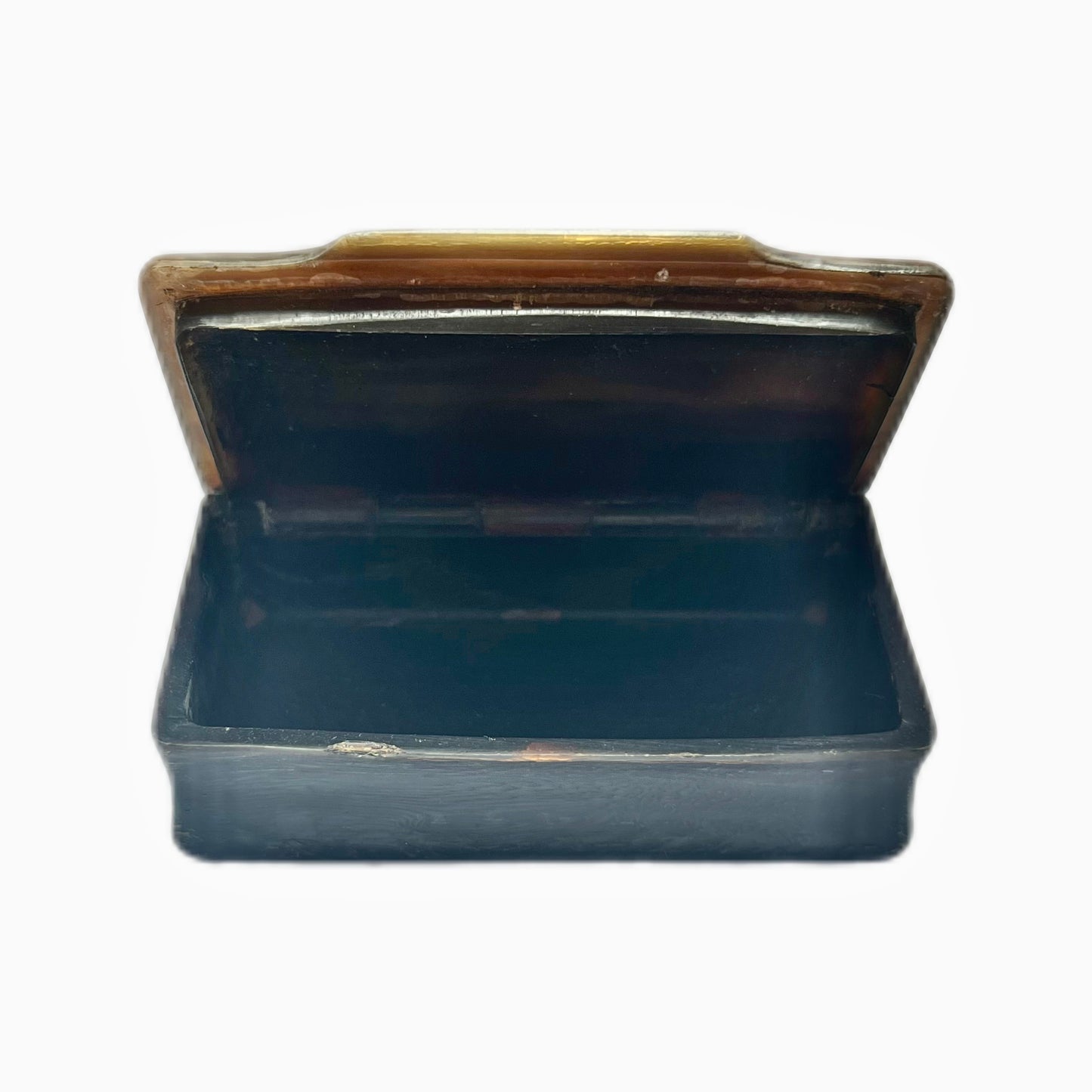 Antique pressed horn and tortoiseshell snuff box, 19th century