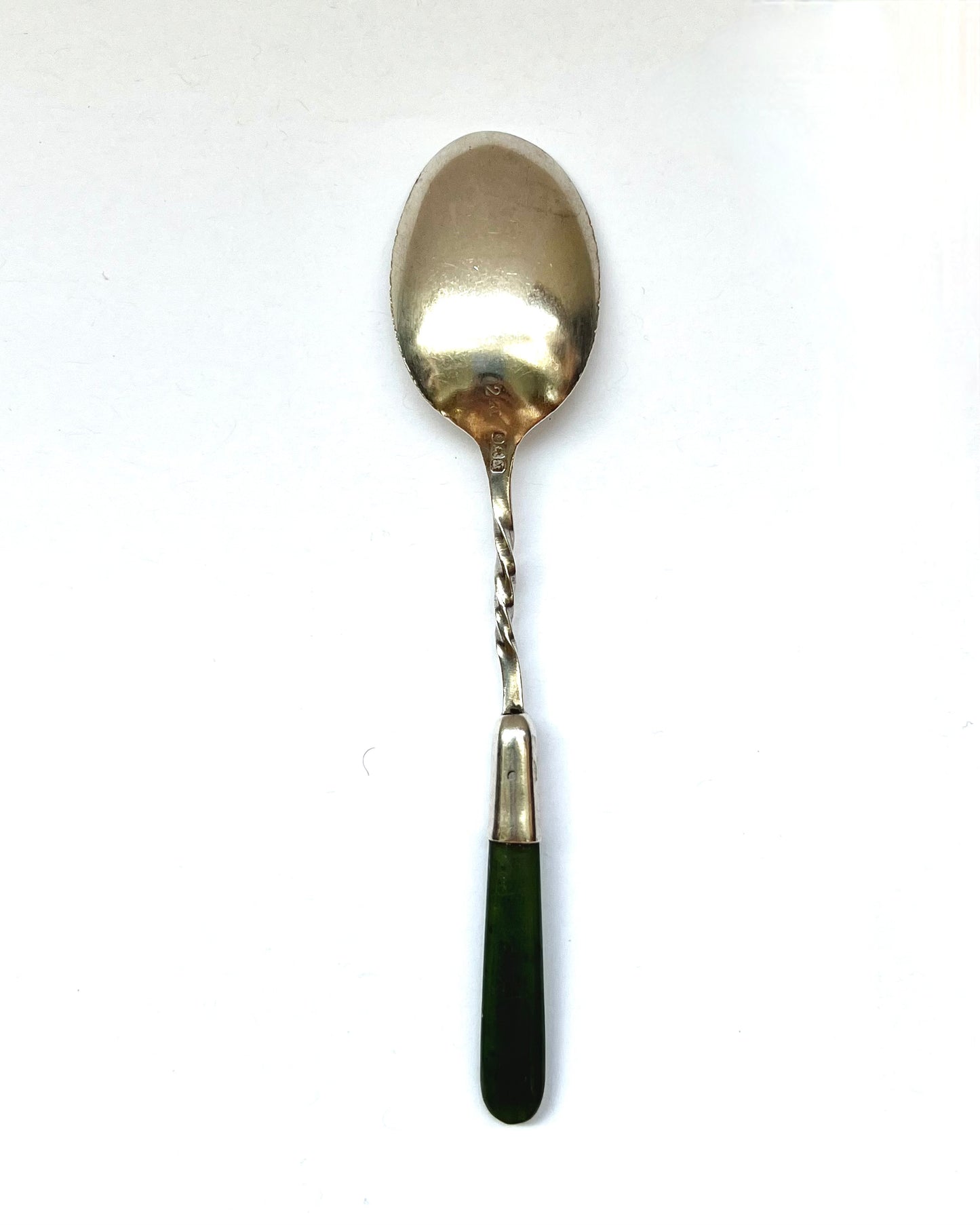 Antique New Zealand gilt on sterling silver tea spoon, Birmingham, 1922, Levi & Salaman