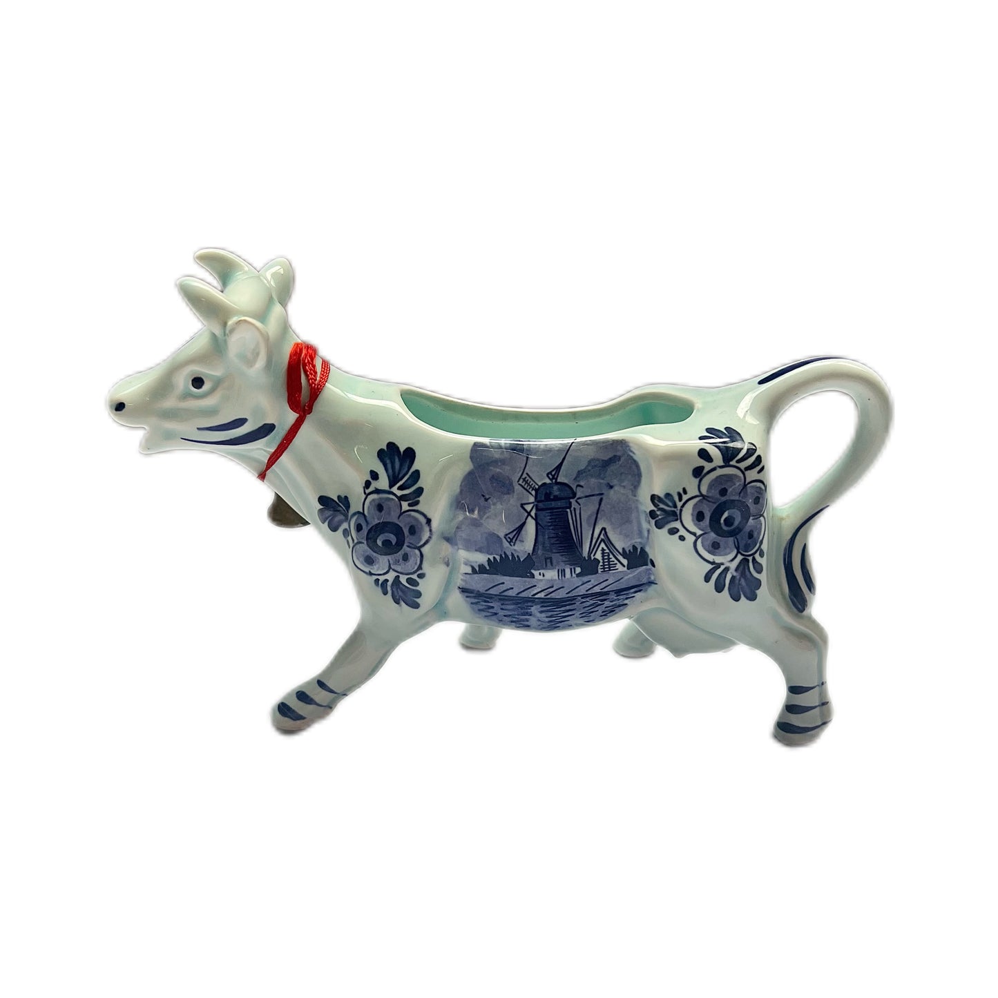 Mid to late 20th century Dutch Delft pottery cow creamer jug