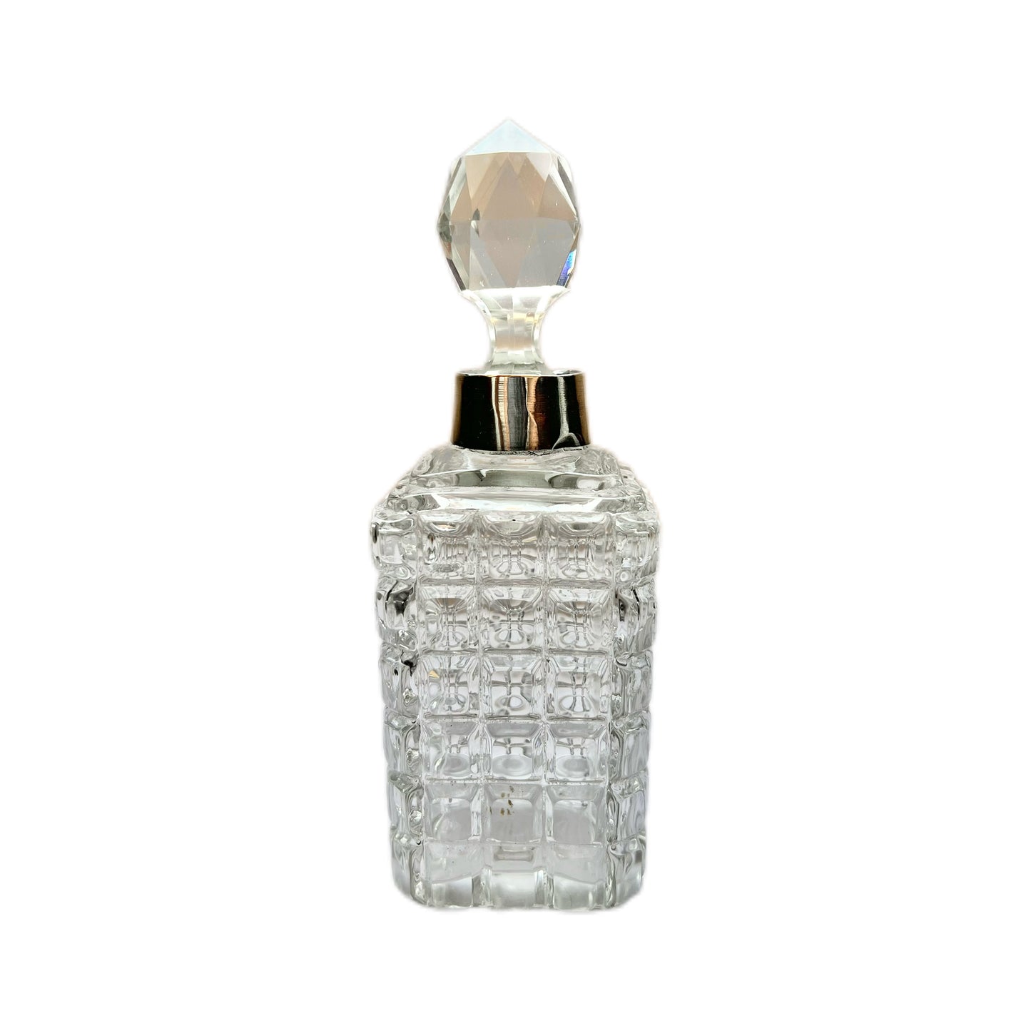 Antique Edwardian cut glass and sterling silver toiletry /scent bottle, London 1907