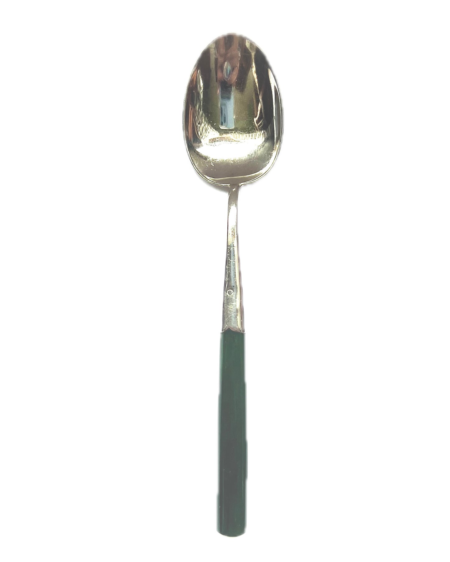 Antique New Zealand sterling silver and nephrite jade tea spoon circa 1900s to 1920s