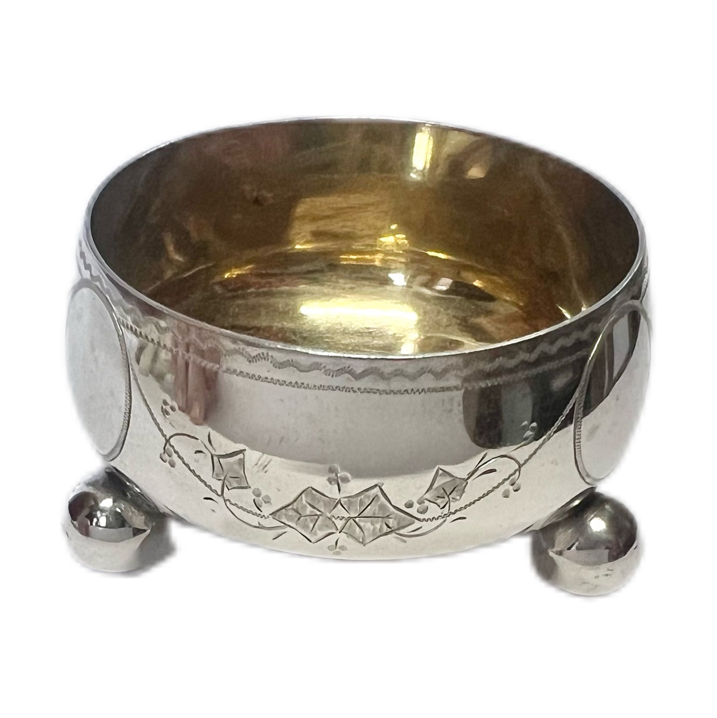 Late Victorian Christopher Dresser influenced sterling silver salt cellars, Martin, Hall & Co.