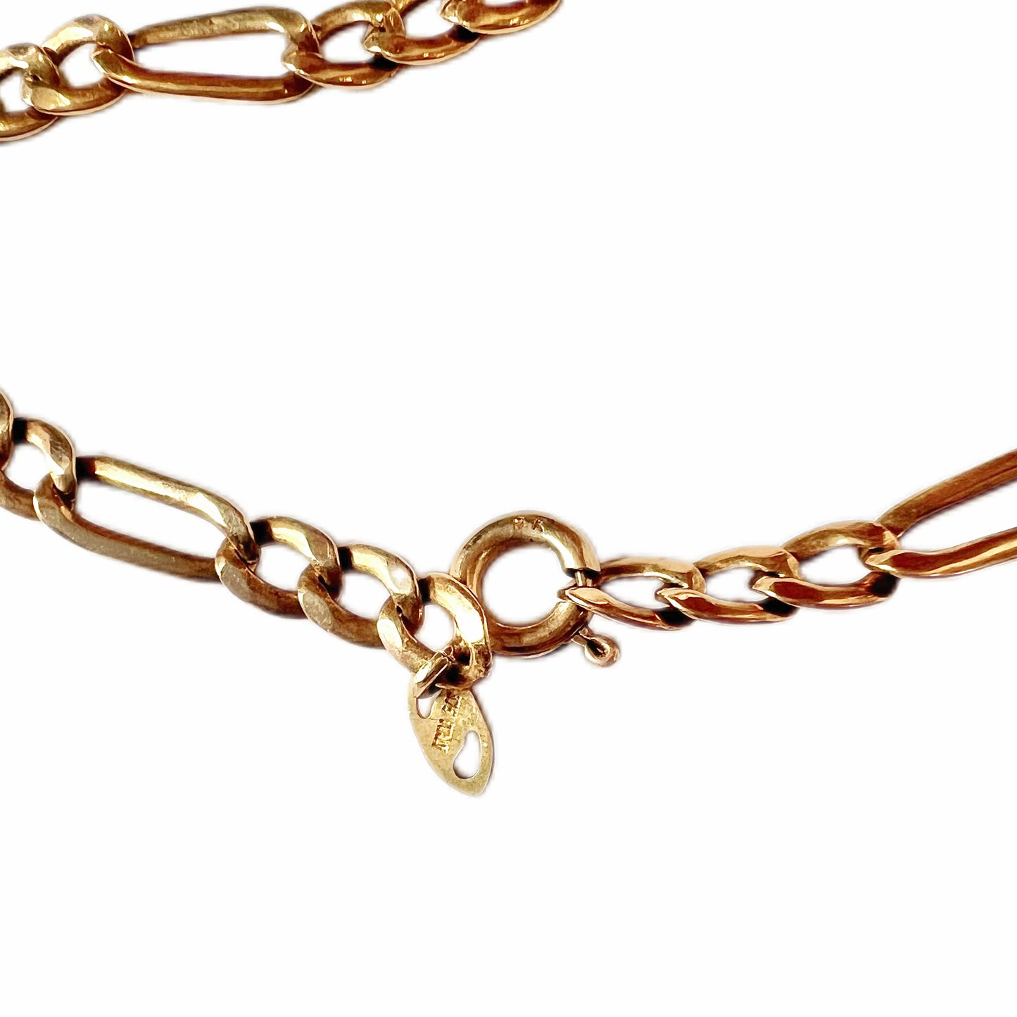 Vintage Italian 9ct yellow gold Figaro flatlink bracelet