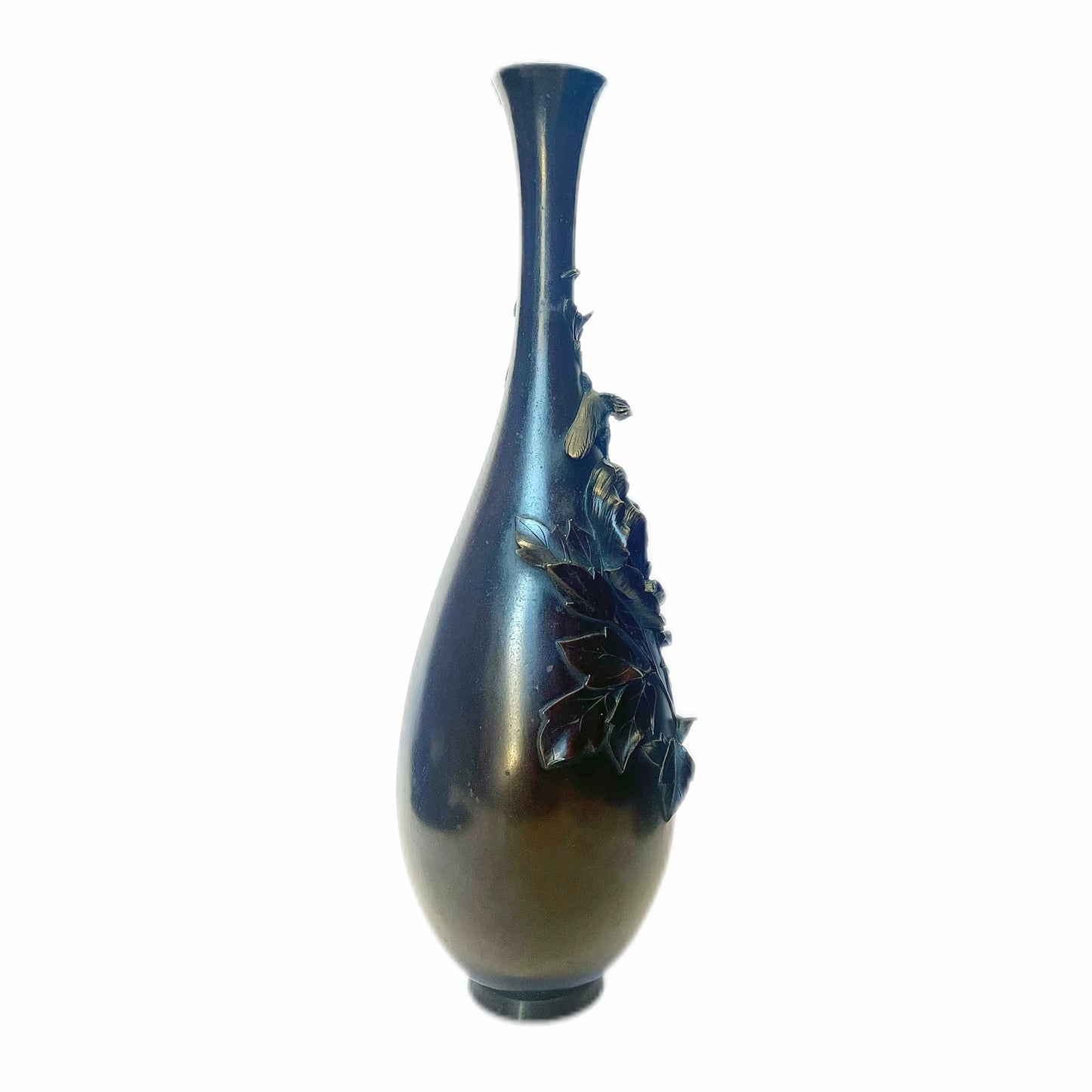 Antique 19th century Edo period Japanese bronze vase by Juko Toshimitsu (signed Juko)