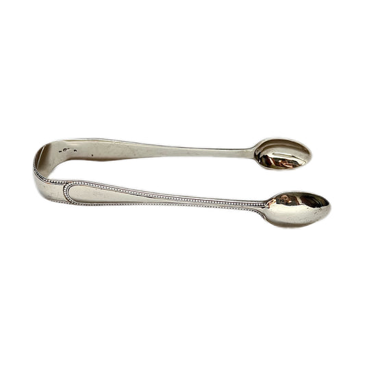 Antique Victorian sterling silver tongs with marks for London, 1869, Chawner and Co.