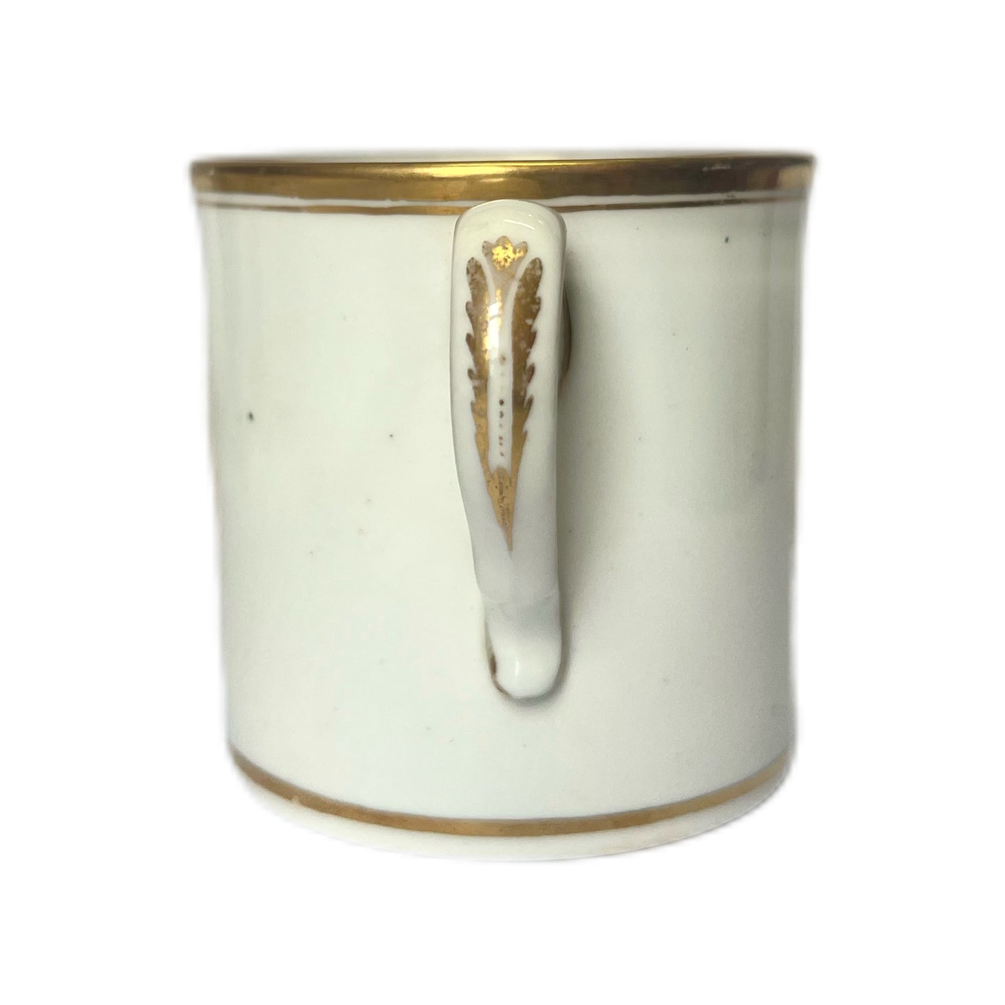 #1 Antique Spode Bat Ware coffee can, pattern 557