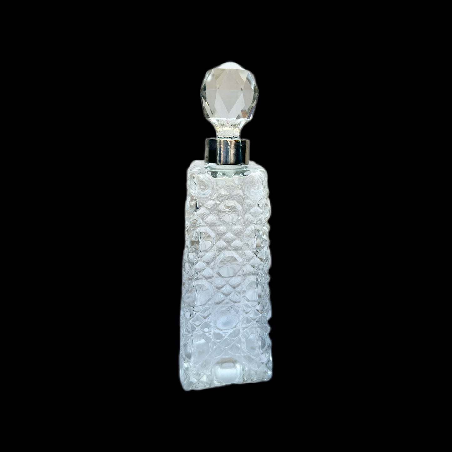 Antique Edwardian cut glass and sterling silver toiletry /scent bottle, London 1908