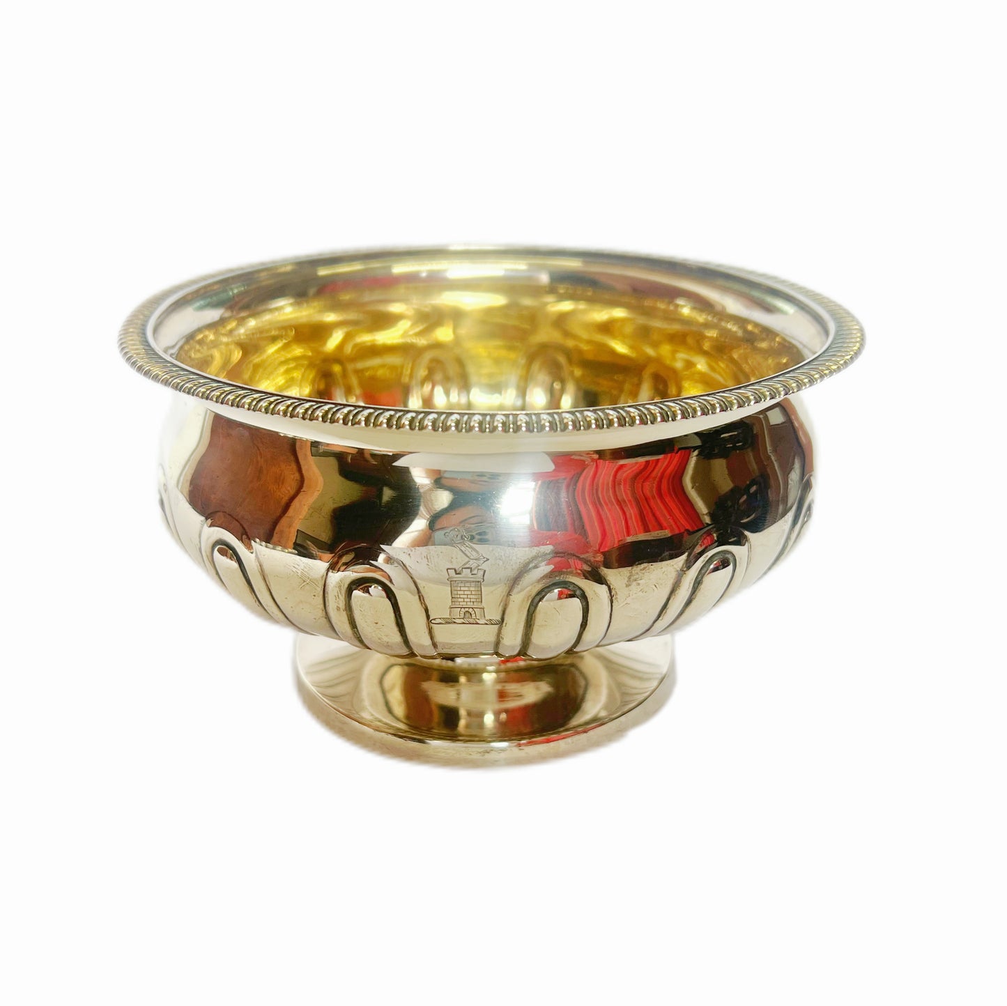 Superb crested George III footed bowl with marks for London, 1812, Samuel Hennell